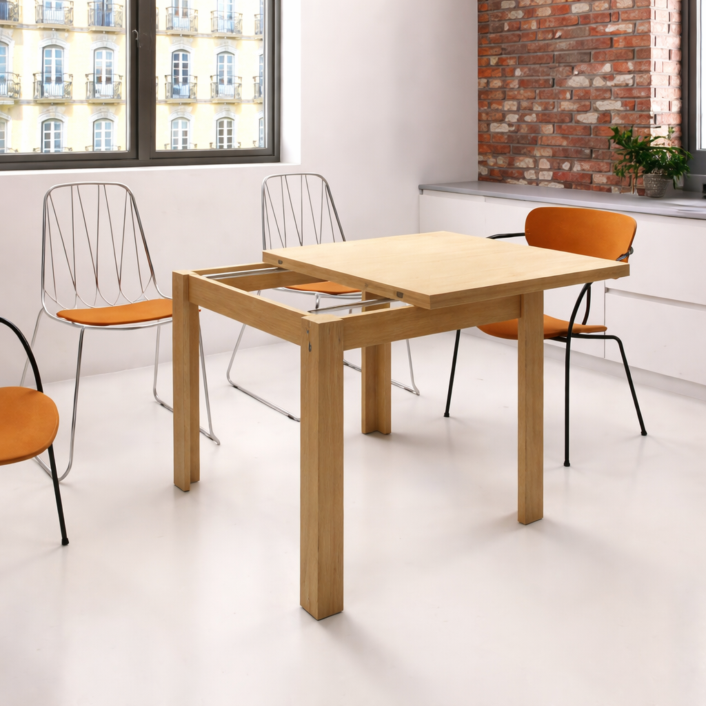 MESA COMEDOR CUADRADA EXTENSIBLE - Patas madera “L”