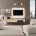 Mueble TV suspendido moderno con panel y LED