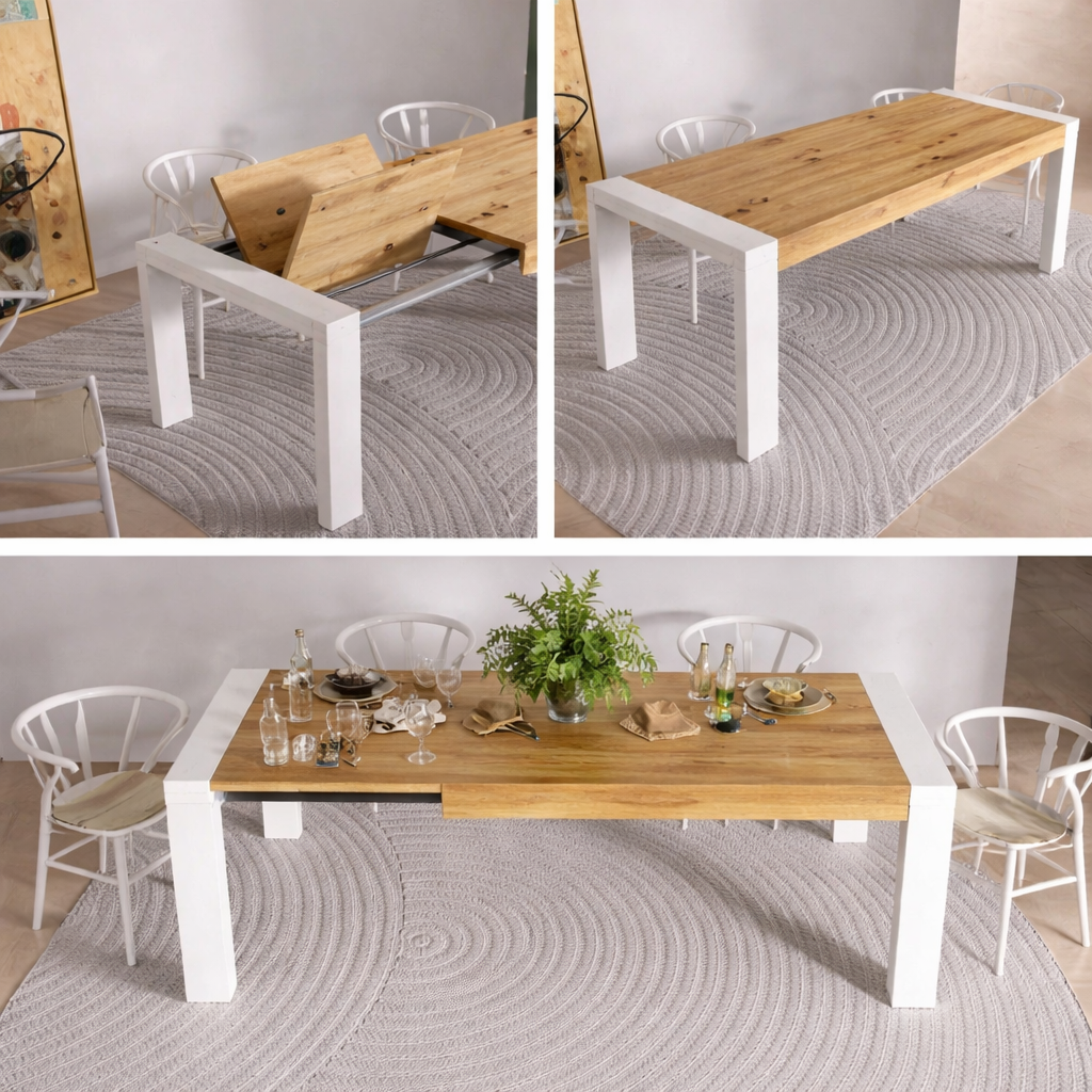 Mesa de comedor extensible con tapa